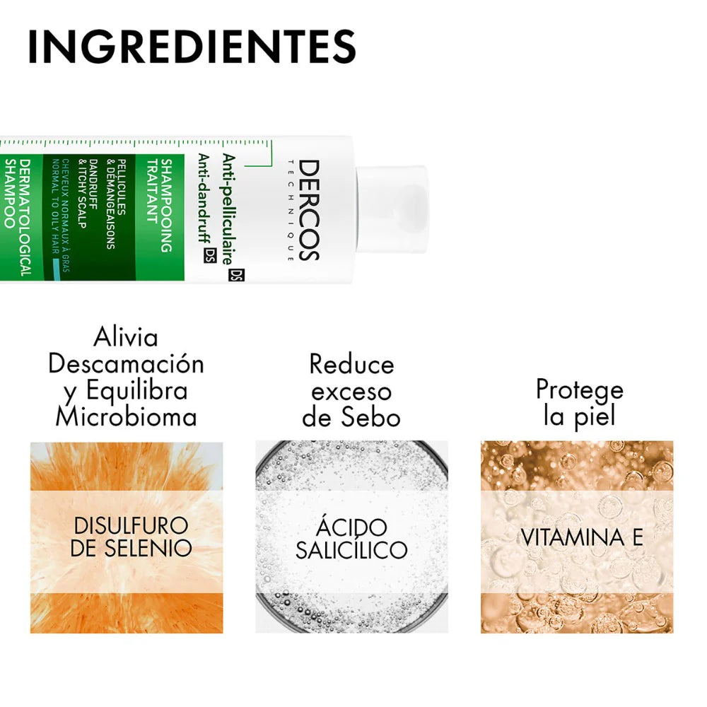 VICHY DERCOS SHAMPOO ANTICASPA NORMAL A GRASA 200ML