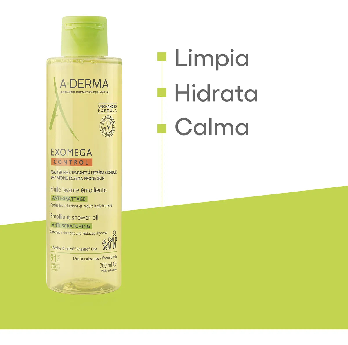 A-Derma Exomega Control Aceite de Ducha Facial y Corporal 200 ml