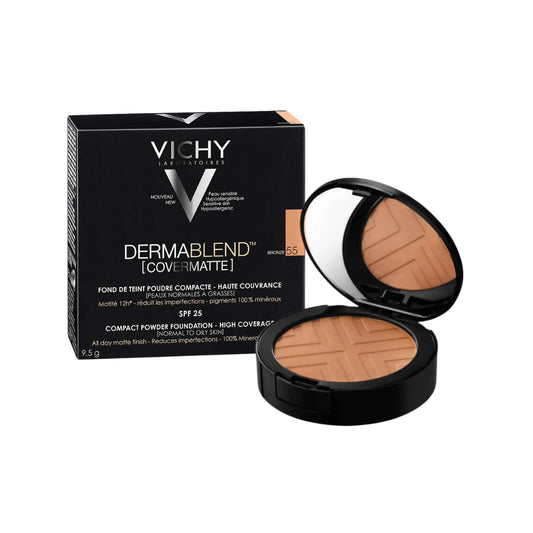 VICHY DERMABLEND COVERMATTE 55 BASE DE MAQUILLAJE 16H COMPACTO